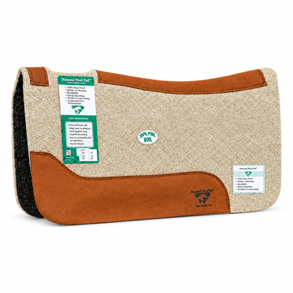 Pad Western Diamond Wool Contoured Felt Cowboy Pad en feutre de laine premium beige et marron