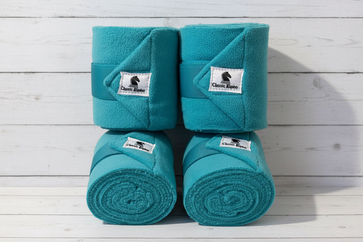 Pack de Bandes de polo Classic Equine turquoise pour protection des membres du cheval
