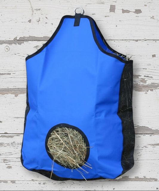 sac à foin pour cheval stable box et transport bleu et noir