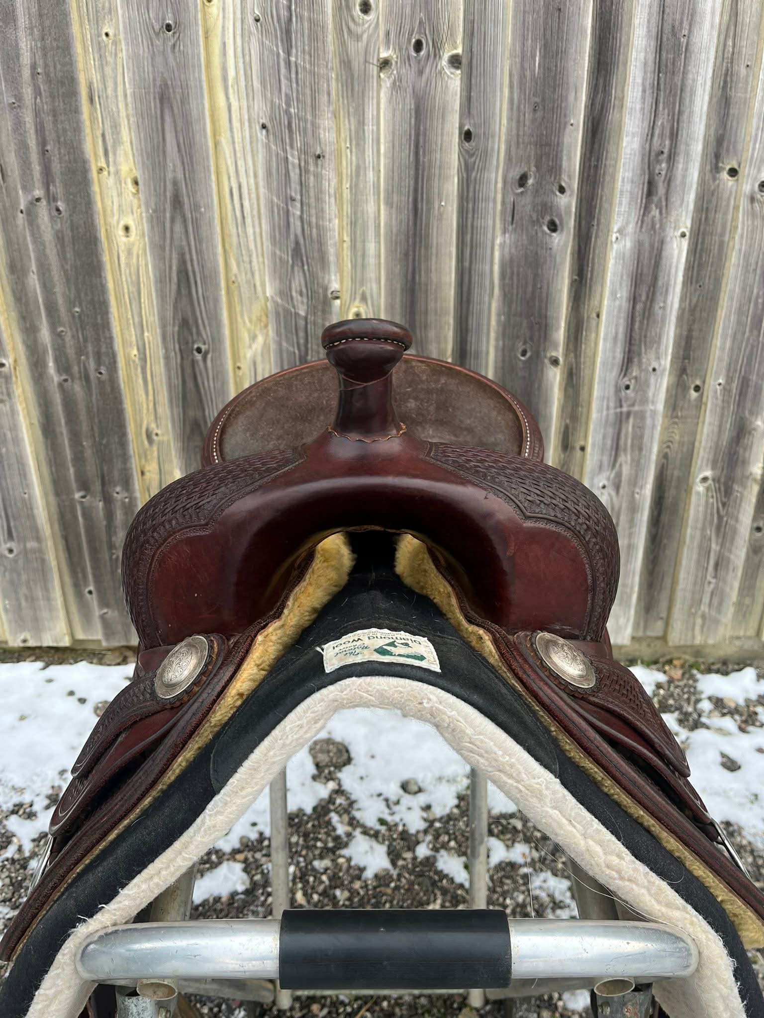 Selle western de reining Tom Winter Dark Oil vue de face