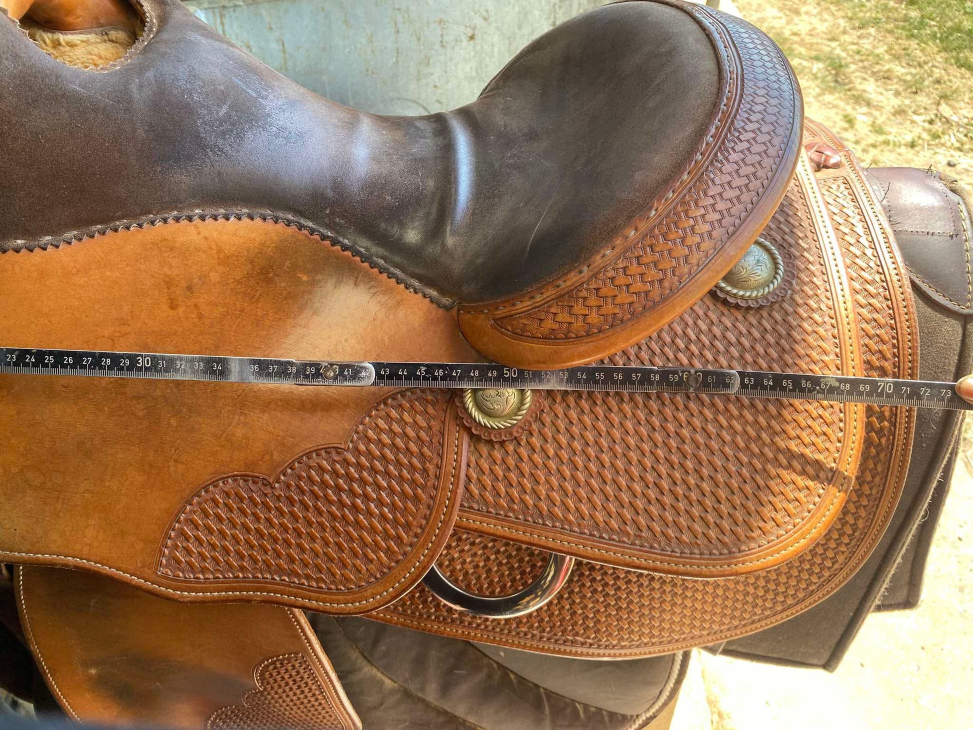 selle de reining occasion duane latimer bob's custom, mesure de la longueur de la selle 