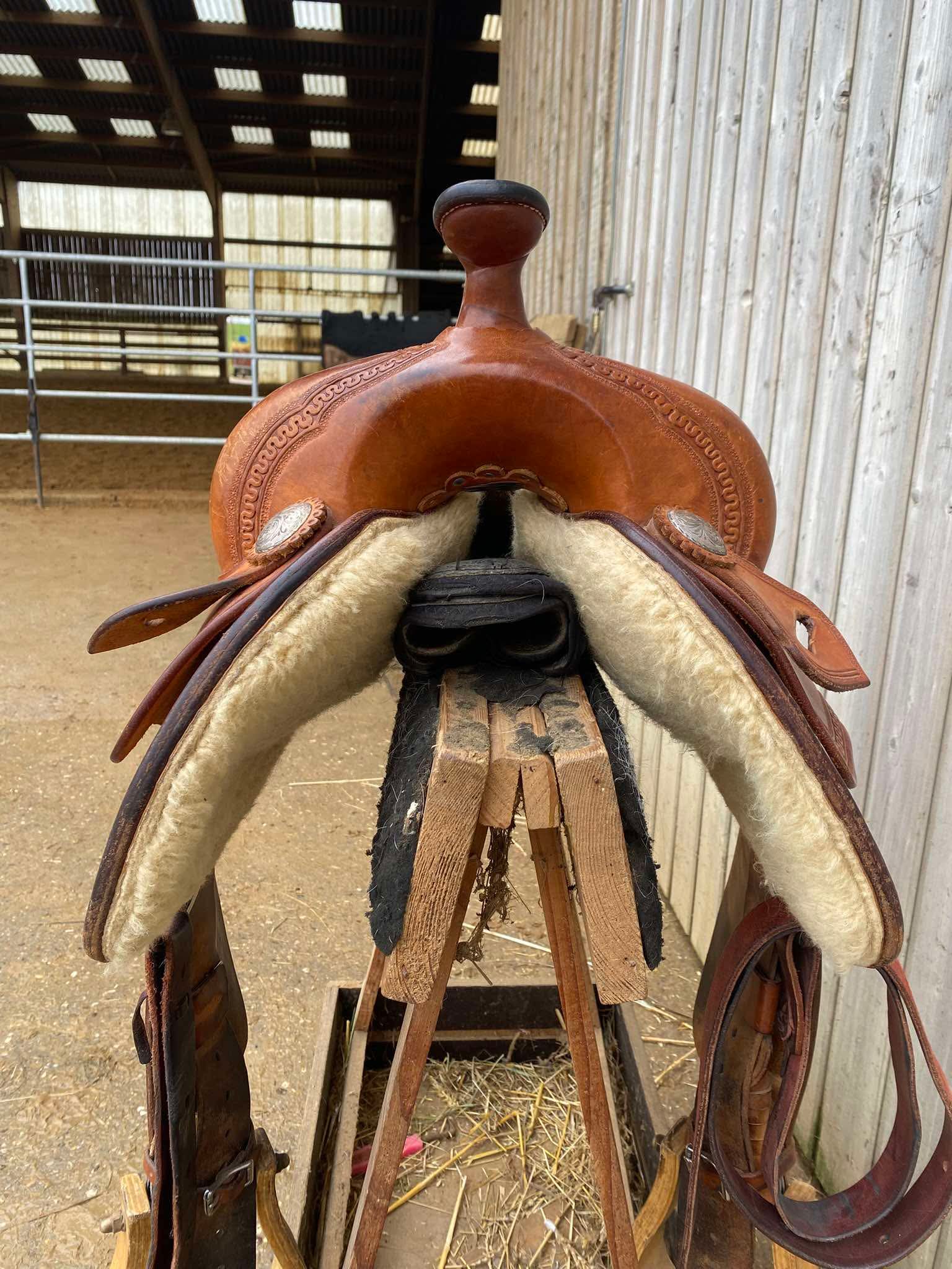 Selle western Tom Winter Reining arçon 56 siège 15,5 pouces avant de la selle 