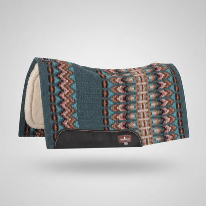 Tapis de selle western Classic Equine SensorFlex 1 pouce avec dessus en laine et dessous en laine Mérinos, peacock coffee
