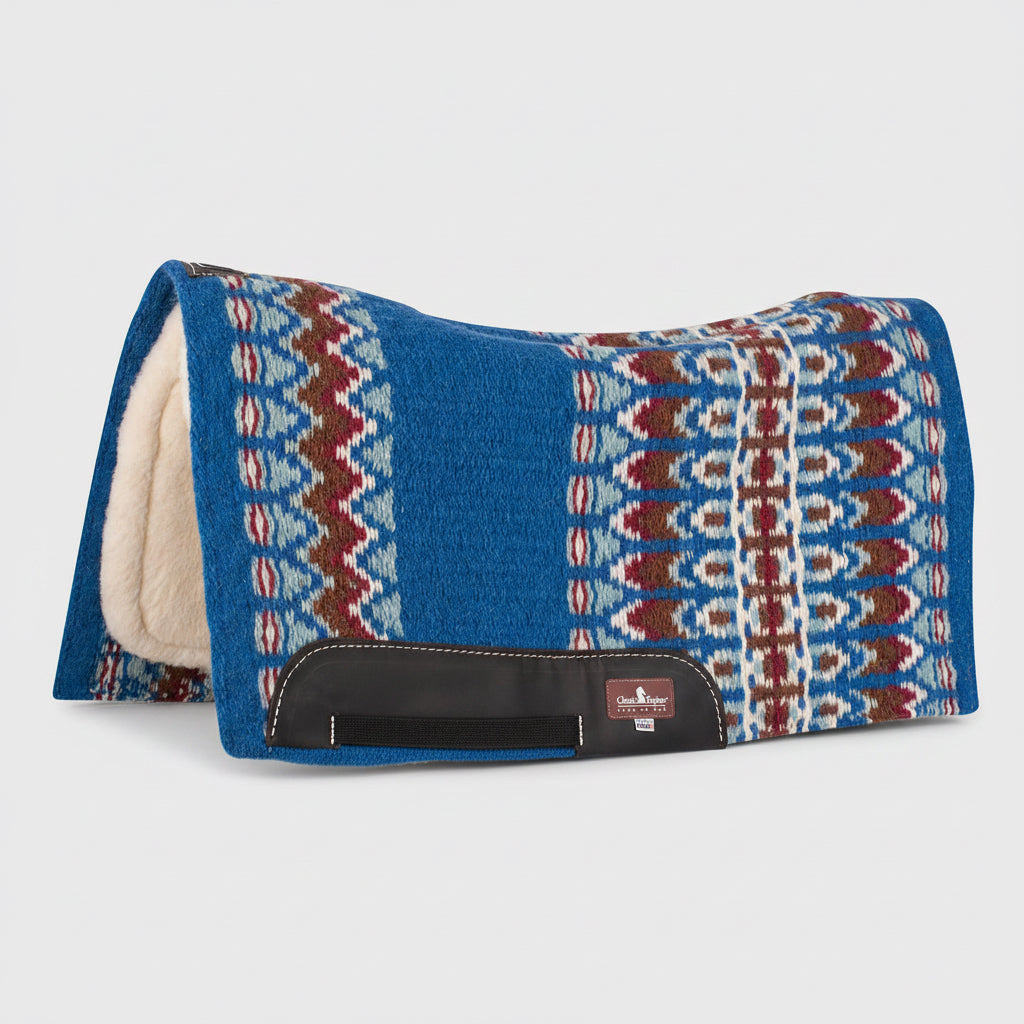 Tapis de selle western Classic Equine SensorFlex 1 pouce avec dessus en laine et dessous en laine Mérinos, ultramarine blue plume
