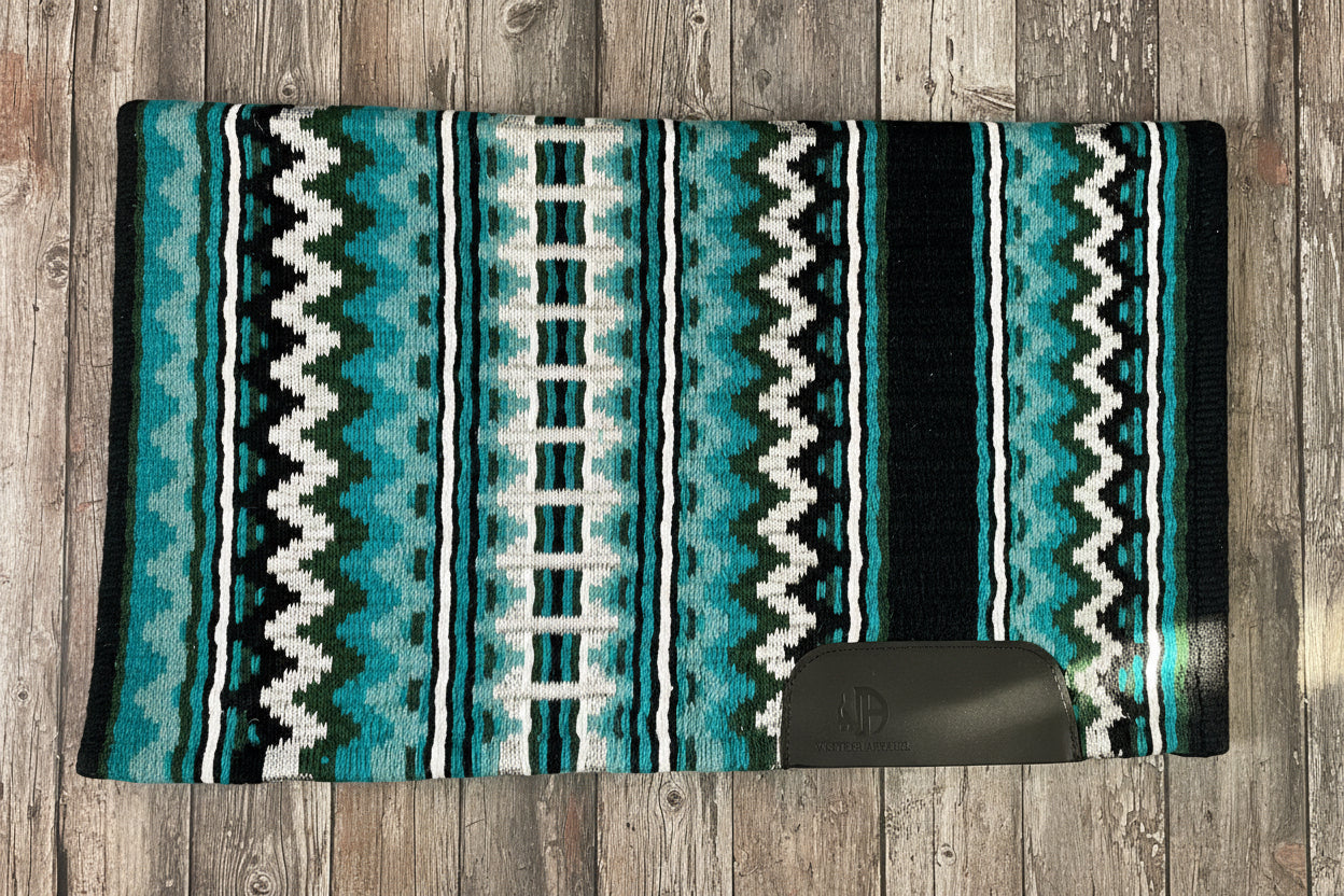 Show pad western en laine mérinos vert forêt argenté et noir