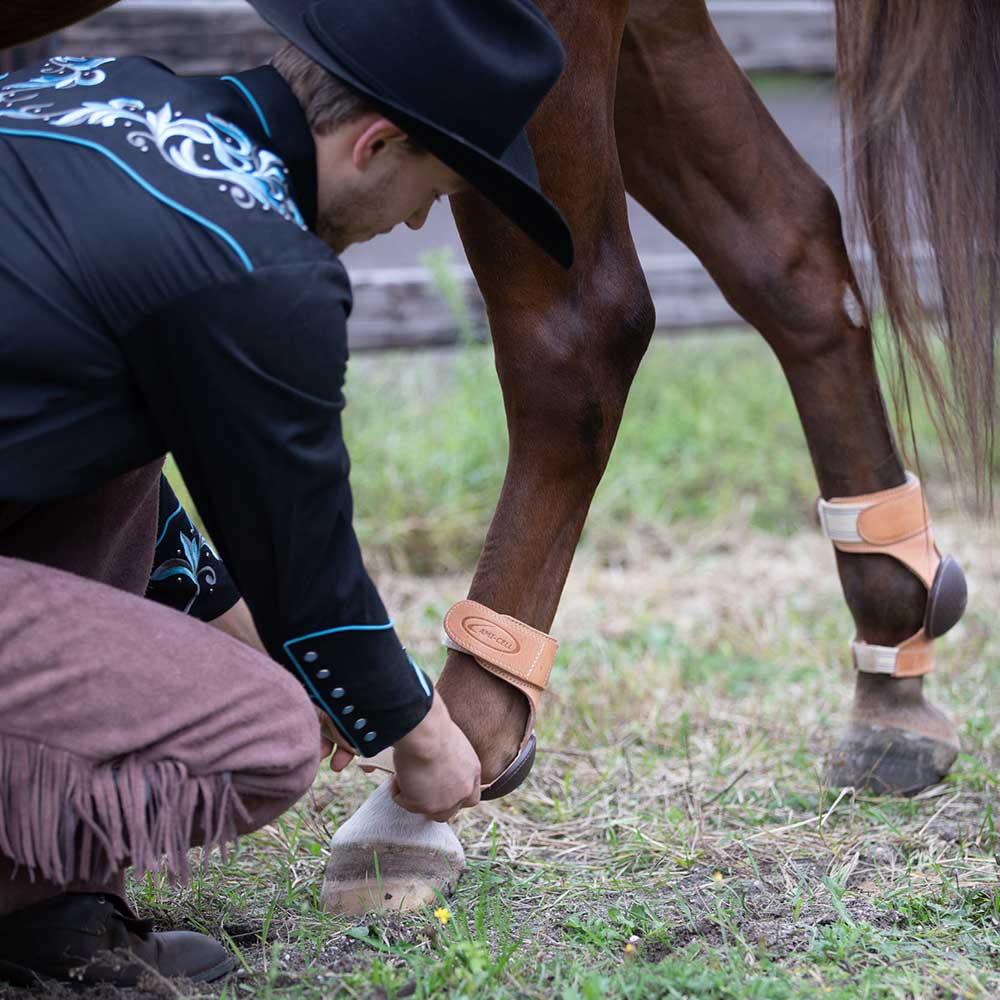 Skid Boots en cuir Lami-Cell pour cheval, protection sliding stop reining