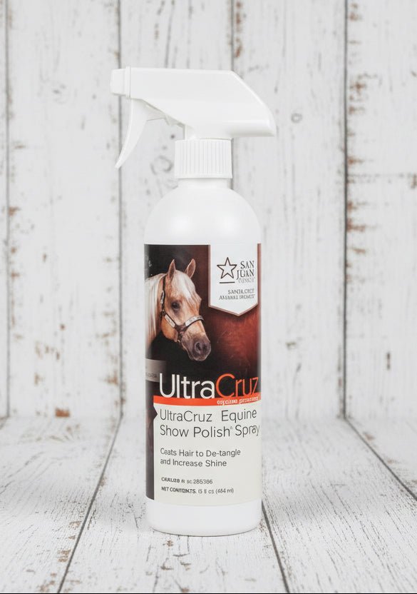 Spray UltraCruz Polish pour chevaux, revitalisant et brillant, idéal pour concours et shows western
