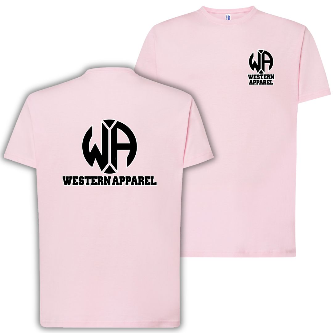 T-Shirt enfant gris anthracite Western Apparel avec logo poitrine côté cœur et grand logo noir et blanc Western Apparel dans le dos