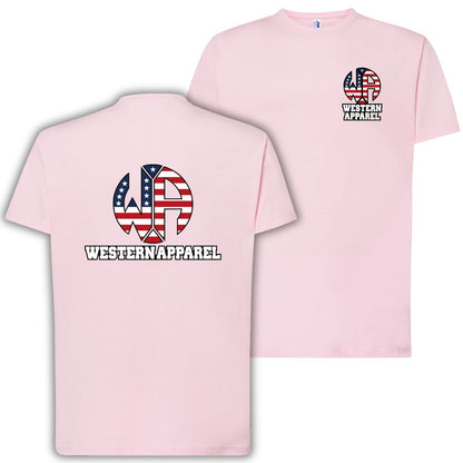 T-Shirt enfant gris anthracite Western Apparel avec logo poitrine côté cœur et grand logo USA Western Apparel dans le dos