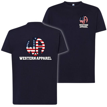 T-shirt bleu navy Western Apparel avec logo poitrine USA