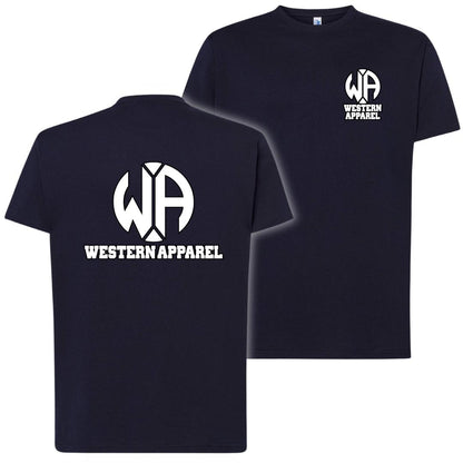 T-shirt bleu navy Western Apparel avec logo poitrine blanc