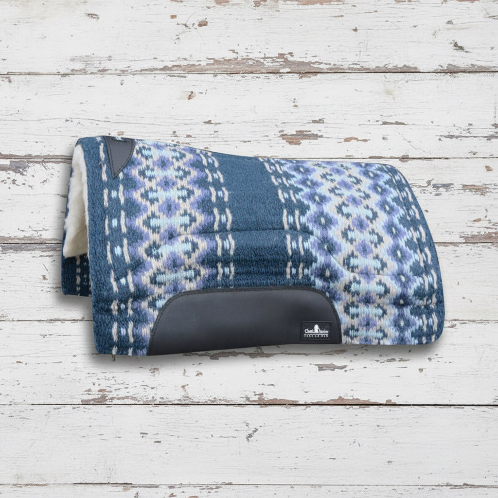 Pad western Classic Equine Sensorflex Wool Top 81 x 86 cm coloris navy/bleu - tapis western en laine haute qualité pour cheval
