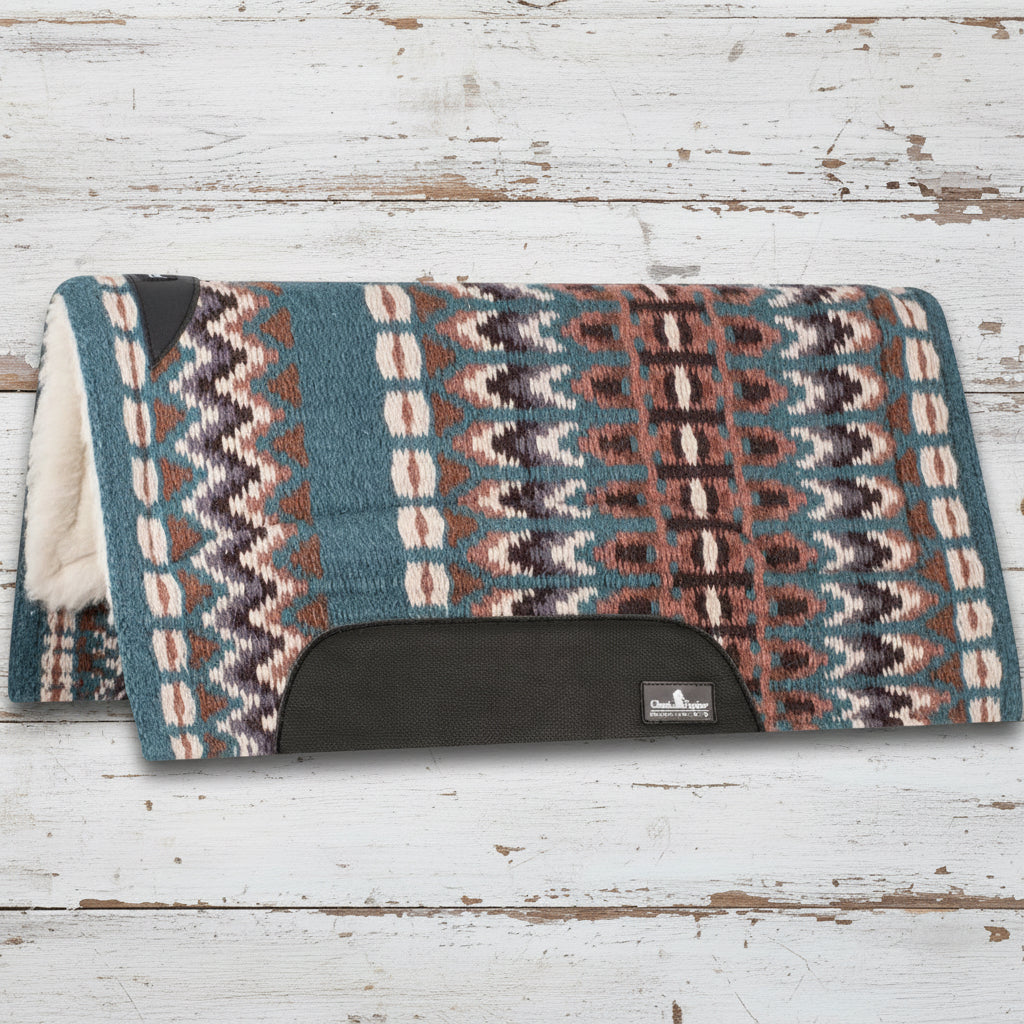 Pad western Classic Equine Sensorflex Wool Top 81 x 86 cm coloris peacock cashmere - tapis western en laine haute qualité pour cheval
